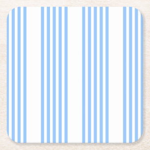 Blue and white five stripes pattern square paper coaster