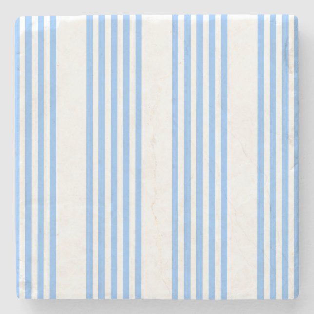 Blue and white five stripes pattern stone coaster (Front)
