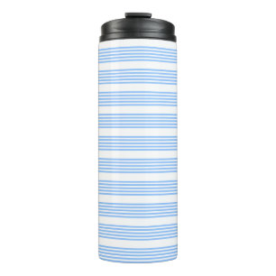 Blue and white five stripes pattern thermal tumbler