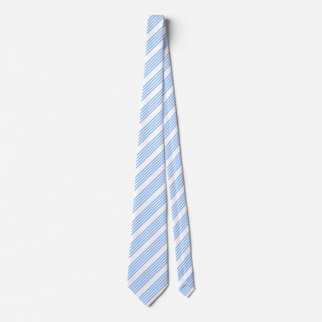 Blue and white five stripes pattern tie (Front)
