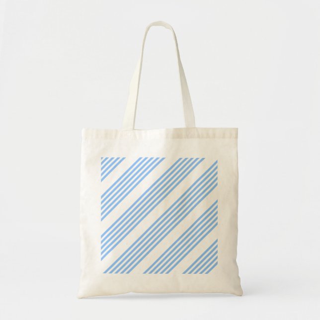 Blue and white five stripes pattern tote bag (Front)