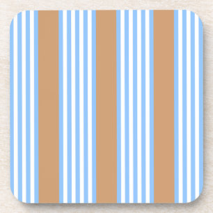 Blue and white five stripes pattern with tan coaster
