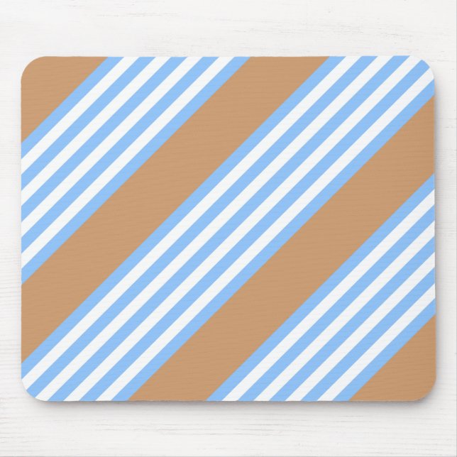 Blue and white five stripes pattern with tan mouse pad (Front)