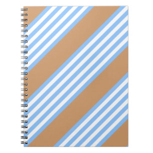 Blue and white five stripes pattern with tan notebook