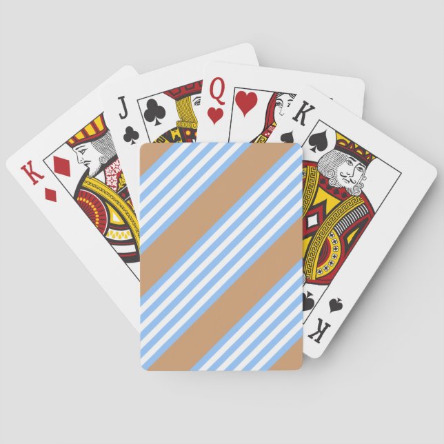 Blue and white five stripes pattern with tan playing cards (Back)