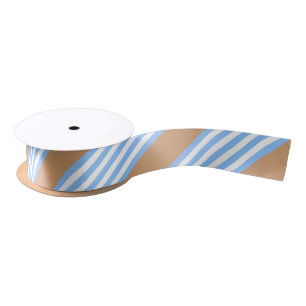 Blue and white five stripes pattern with tan satin ribbon
