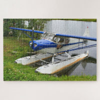 Blue and white float plane, Lake Hood, Alaska 2