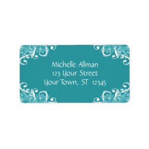 Blue and White Floral Avery Label