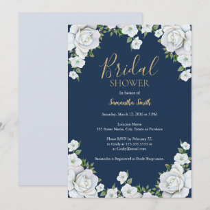 Blue and white floral bridal shower Invitation