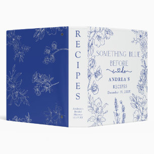 Blue and White Floral Bridal Shower Recipes Binder