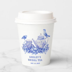 Blue and White Floral Bridal Shower   Tea Party  P Paper Cups