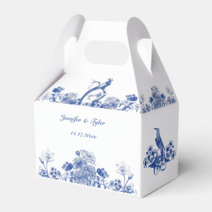Blue and White Floral China Pattern with Bird Favor Box