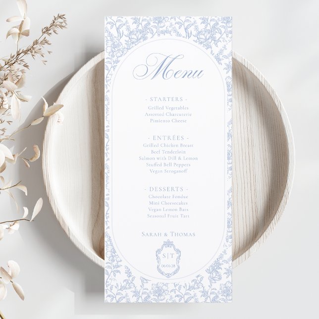 Blue and White Floral Chinoiserie Wedding Program (Creator Uploaded)