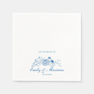 Blue and White Floral Classical Wedding napkin
