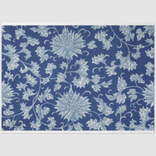 Blue and white floral decoupage paper