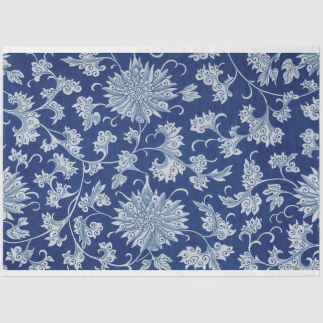 Blue and white floral decoupage paper (Front)