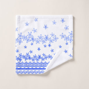 Blue and White floral design, Wash Cloth