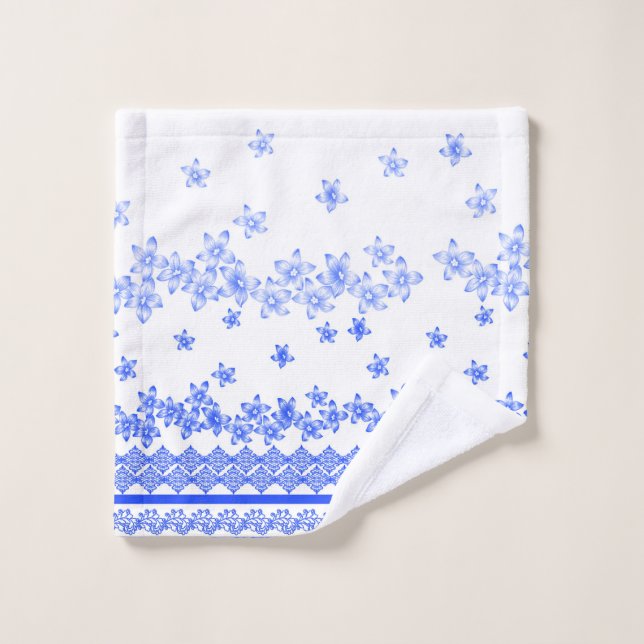 Blue and White floral design, Wash Cloth (Wash Cloth)