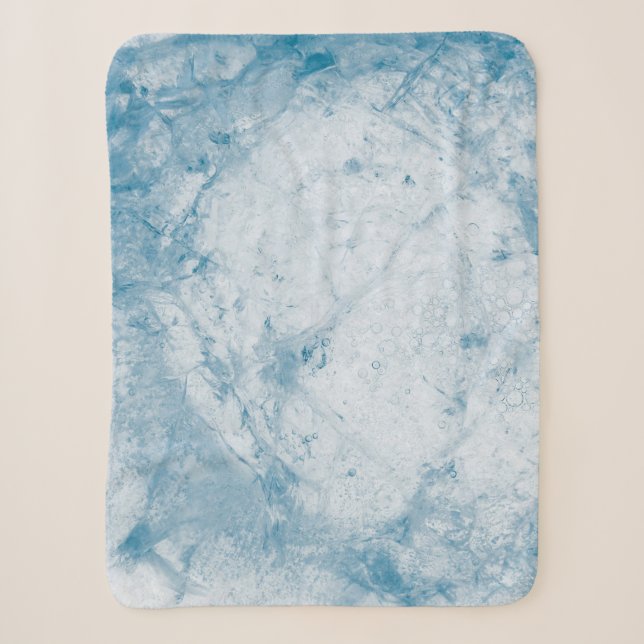 Blue and white floral mattress sherpa blanket (Front)