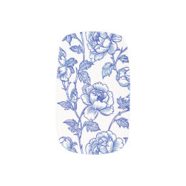 Blue and White Floral Minx Nail Art