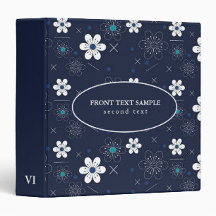Blue And White Floral Pattern Binder