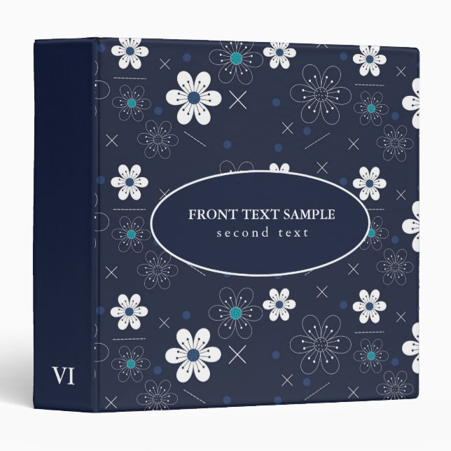 Blue And White Floral Pattern  Binder (Front/Spine)