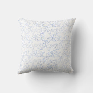 Blue and white floral pattern cushion