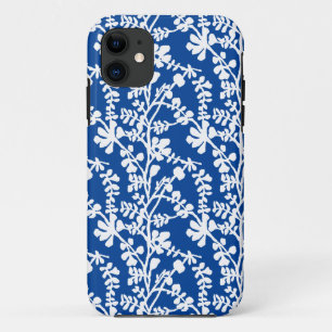 Blue And White Floral Repeating Pattern iPhone 11 Case