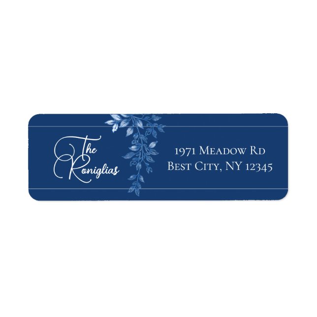 Blue and White Floral Return Address Label (Front)