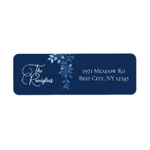 Blue and White Floral Return Address Label
