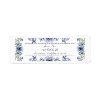 Blue and White Floral Return Address Labels