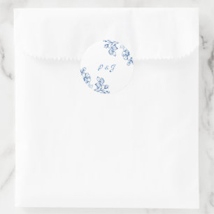 Blue and White Floral Stickers