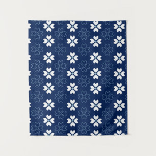 Blue And White Floral Tapestry