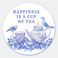 Blue and White Floral Tea Pot with Birds Classic