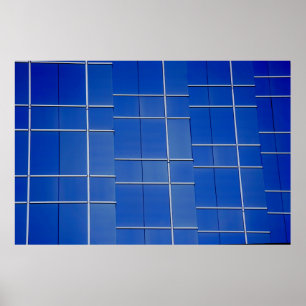 Blue and white floral textile poster