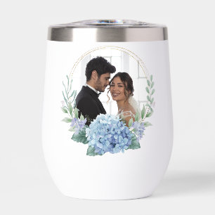 Blue and White Floral Wedding Photo