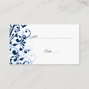 Blue and White Floral Wedding Place Cards