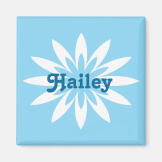 Blue and white flower monogram magnet