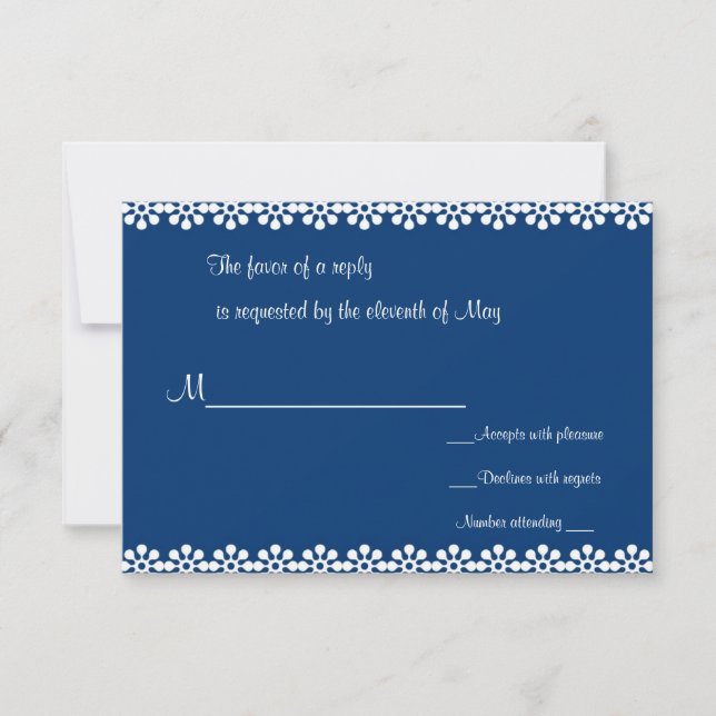 Blue and white flower RSVP Cards (Front)