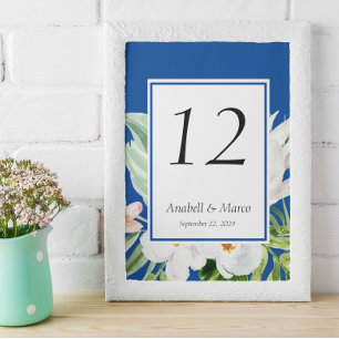 Blue and White Flowers Table number