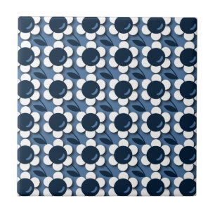 Blue And White Flowers Tile