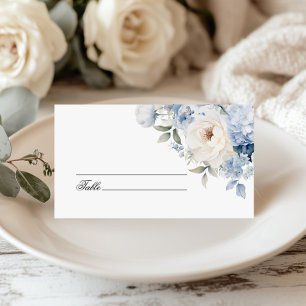 Blue and White Flowers Wedding Place Card