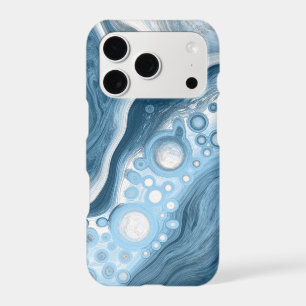 Blue and White Fluid Art