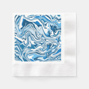 Blue and white Fluid Art Marble Napkin