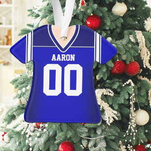Blue and White Football Jersey Ornament