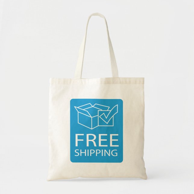 Blue and White Free Shipping Icon Tote Bag (Front)