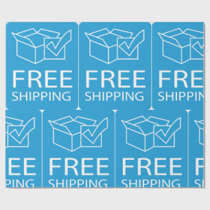 Blue and White Free Shipping Icon Wrapping Paper