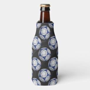 Blue and White Futbal Pattern Bottle Cooler