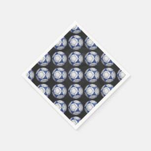 Blue and White Futbal Pattern Napkin