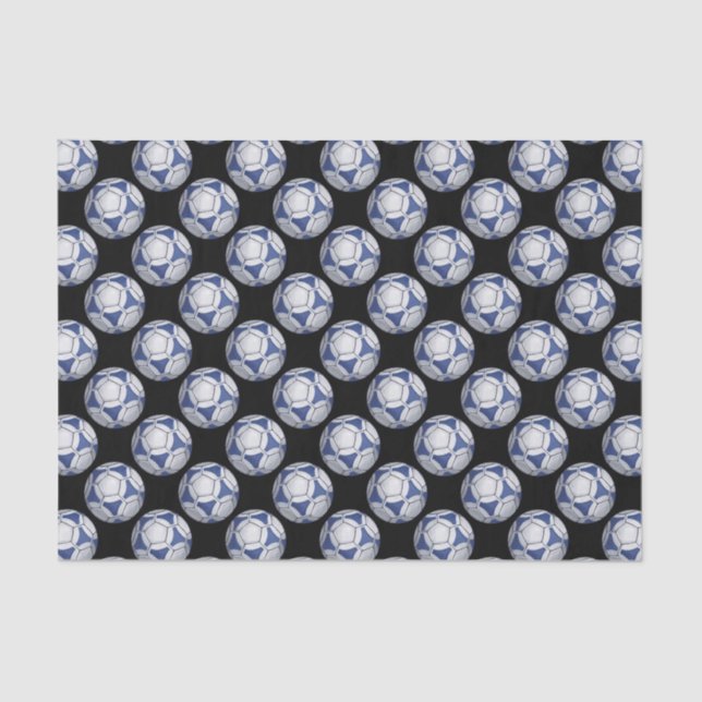 Blue and White Futbal Pattern Tissue Paper (Front)